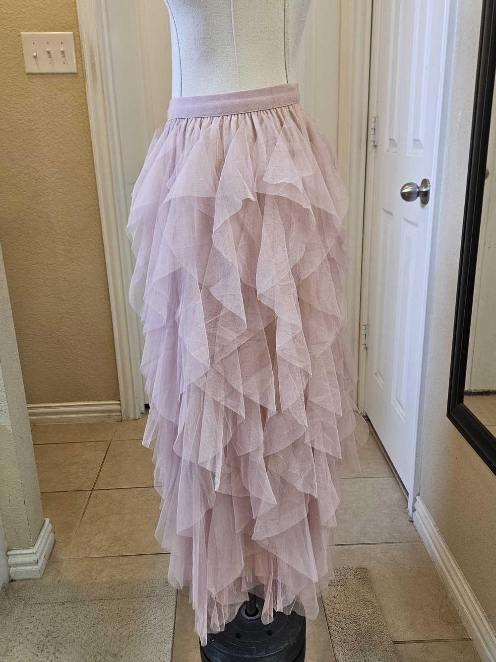 Romantic Layered Tulle Midi Skirt in Dusty Rose - Picture 6 of 10